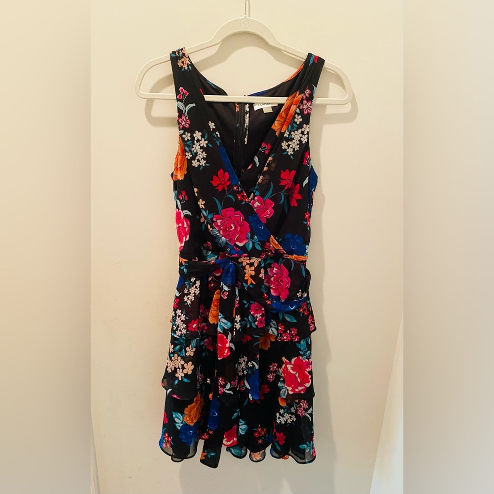 Calvin Klein Black, Rose and Orange Floral Dress